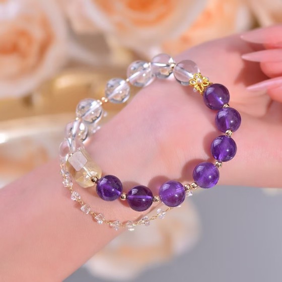 Orange, White, and Gray Moonstone Women's Bracelet, Natural Mother-of-Pearl Butterfly Beaded Strand, Niche Light Luxury Authentic High-End Accessory